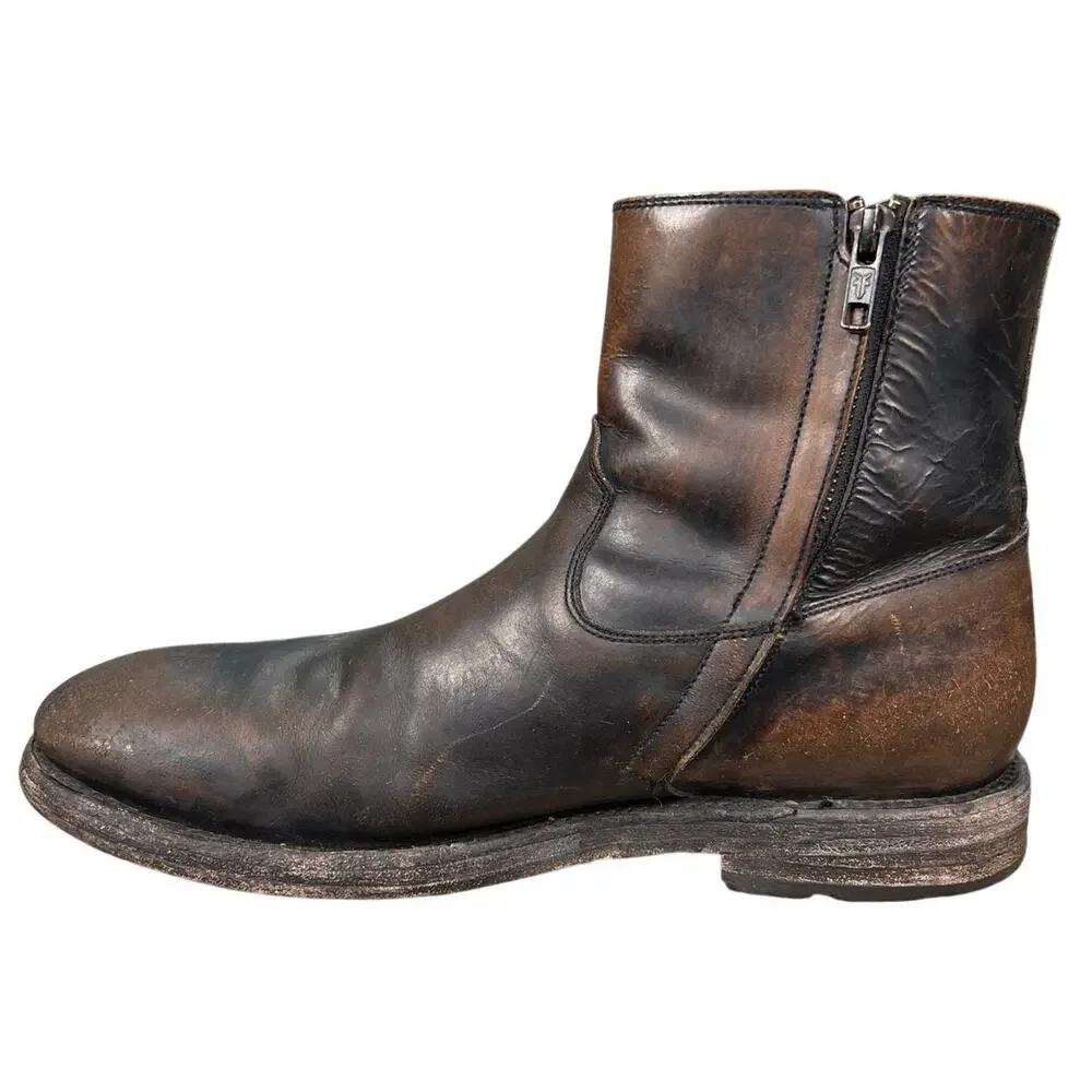 Frye Men’s Bowery Brown Leather Side Zip Chelsea Boot Size US 9 D